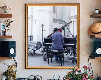 Musician Photography, Large Wall Art Print, New Orleans Music Wall Art, New Orleans Piano Street Musician, Jackson Square French Quarter