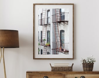 New York City Architecture Photography, Large Wall Art Print, Chelsea Market, Manhattan NYC Highline, Fire Escape City Apartment, Minimalist