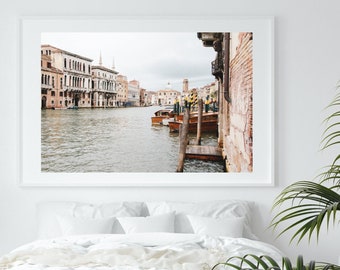 Venice Nautical Decor, Large Wall Art Print, Italy Photography, Fine Art Print, Coast Travel Decor, Venice Grand Canal, Water Taxi Photo Art