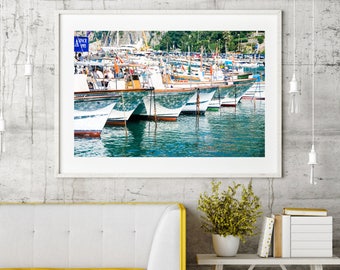 Italy Beach House Decor, Amalfi Coast, Boat Photography, Ocean, Summer, Nautical Decor, Amalfi Boat Harbor, Large Wall Fine Art Print