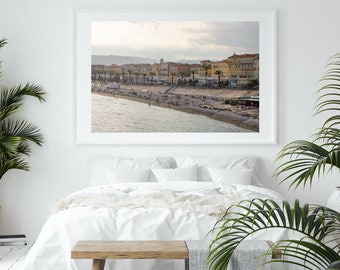 Southern France Beach Sunset Photography, Large Wall Art Print, Sandy Beach Pastel Photography, Nice Cote d'Azur, French Riviera Wall Print