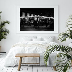 Photographie de café, grande impression d'art mural, photo de café en noir et blanc, impression d'art mural quartier français de la Nouvelle-Orléans, Cafe du Monde, NOLA