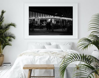 Coffeehouse Photography, Large Wall Art Print, Black and White Cafe Photo, New Orleans French Quarter Wall Art Print, Cafe du Monde, NOLA