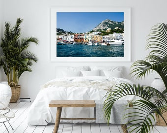 Italy Amalfi Coast Nautical Decor, Large Wall Art Print, Fine Art Print, Travel Photography, Italian Beach House Wall Decor, Boat Harbor