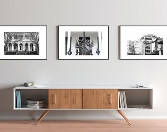 New Orleans, Großformatige Kunstfotografie, Stadtansicht, French Quarter, Schwarzweiß-Großformat-Druck-Set
