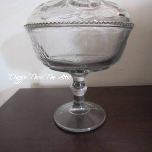 Compote with Lid, Etched Compote , Candy Dish with Lid, Wedding Box.    (3222)