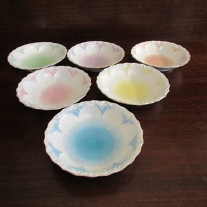 Multicolor Berry Bowls, Pastel Dessert Bowls,  Set of 6.     (3201)