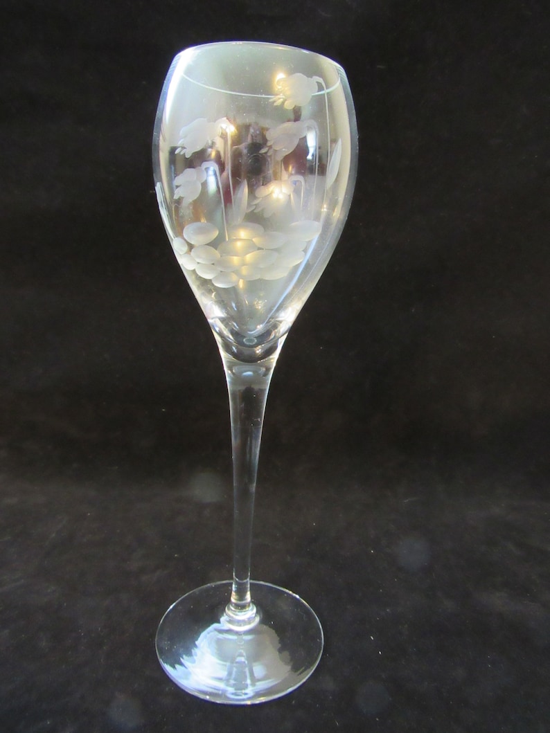 Etched Crystal Long Stemmed Glasses Crystal Wine Glasses Etsy
