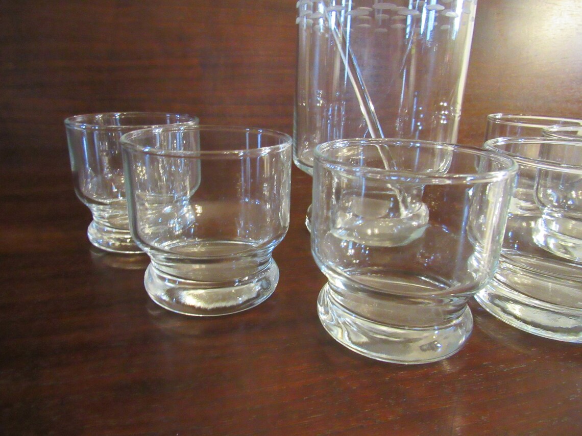 Princess House Crystal Martini Set Etched Pitcher with Glass Etsy
