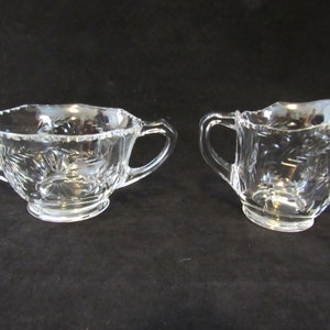 Etched Glass Sugar & Creamer Set.    (2354)