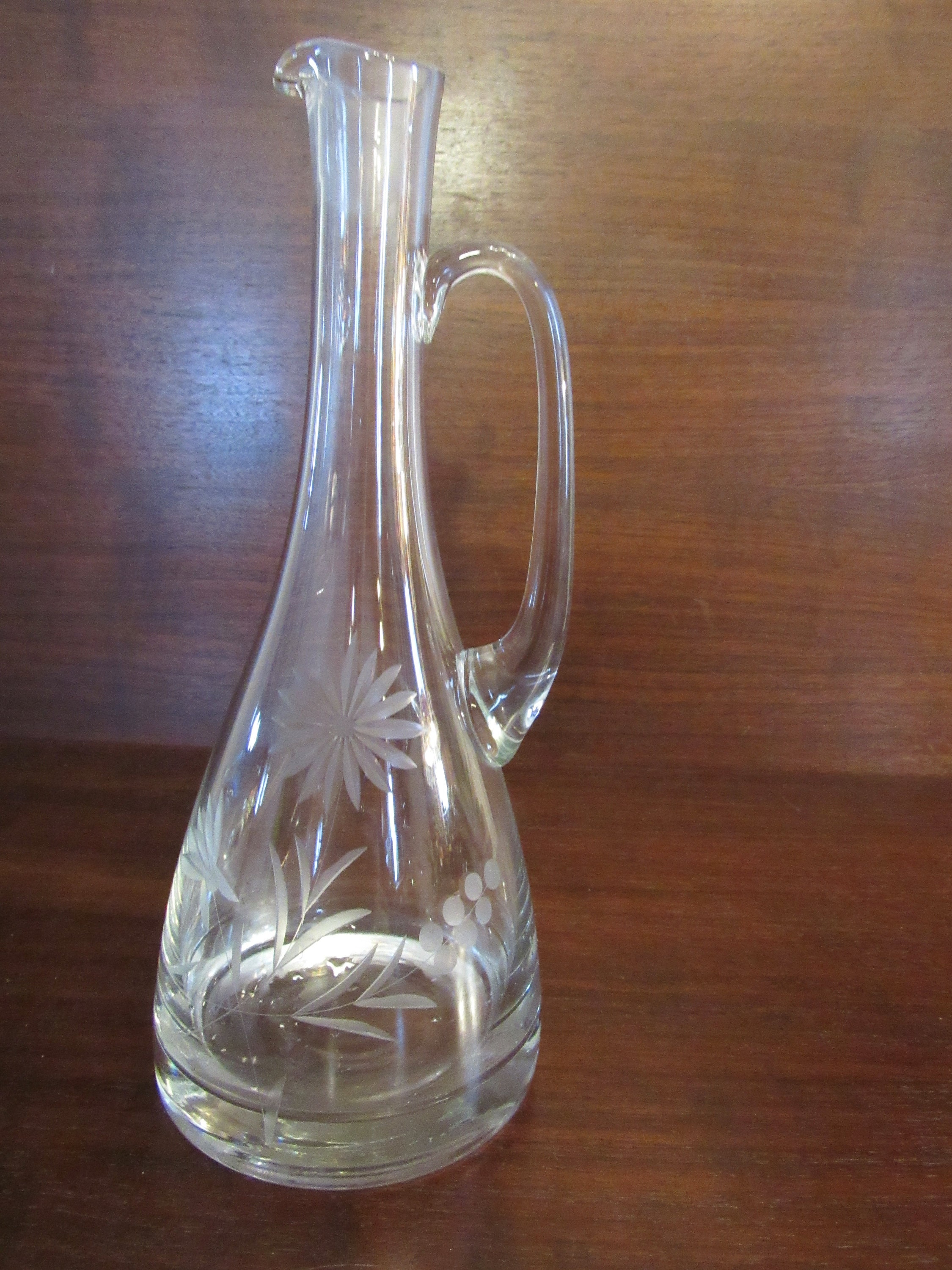 Vintage Etched Glass Cocktail Pitcher / Etched Glass Carafe with Stirr –  feastvintage