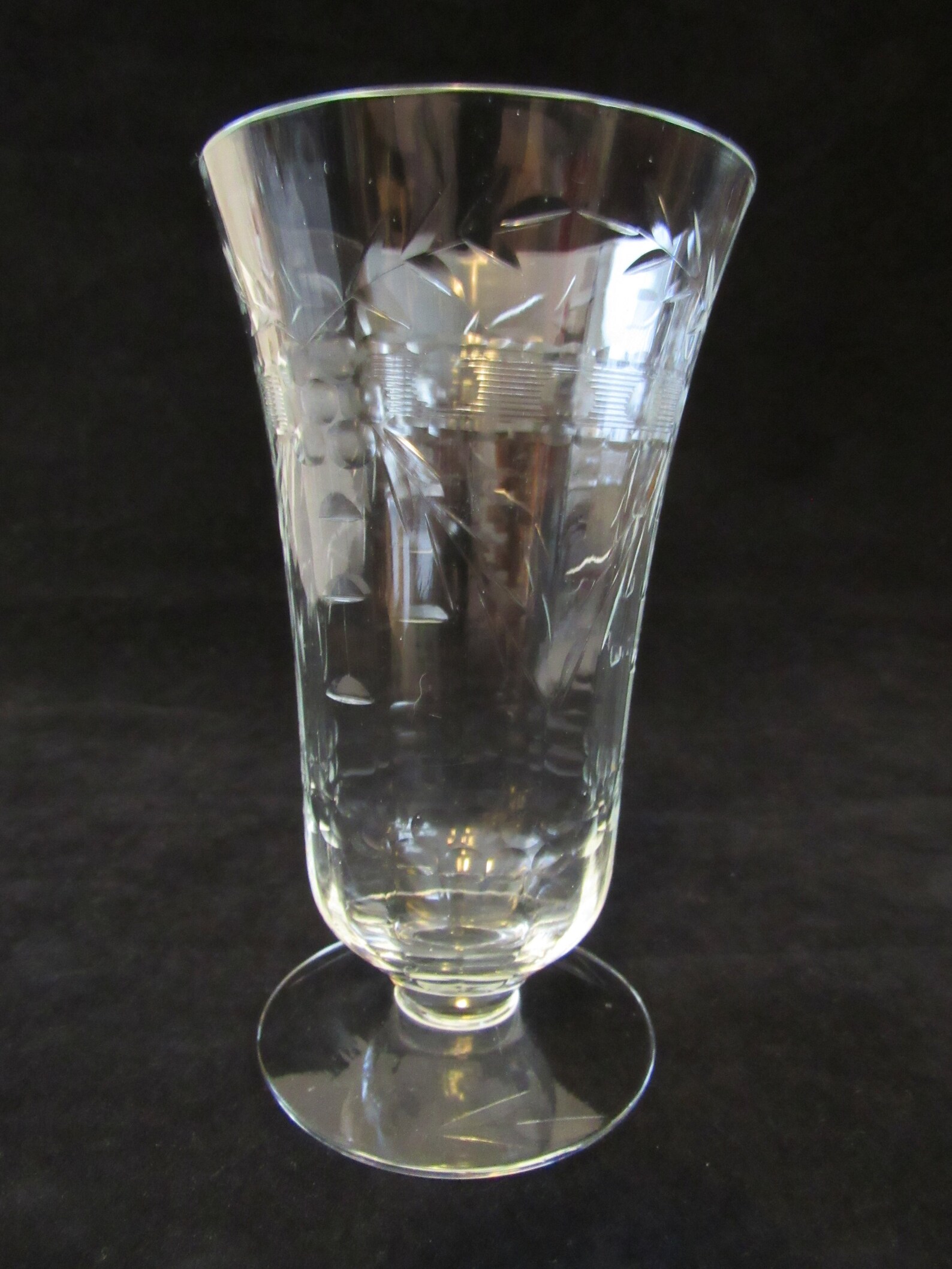 Etched and Cut Crystal Footed Tumblers Footed Water Glasses Etsy