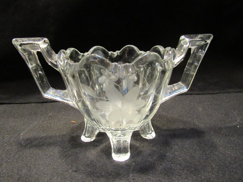 Etched Glass Sugar & Creamer Set 1672 Etsy