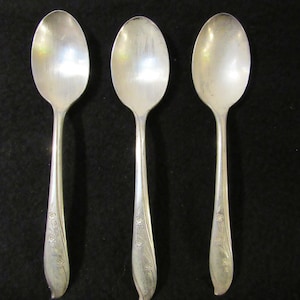 Teaspoons, Springtime Silverplate 1957, 1847 Rogers Bros by International Silver, Silverware, Set of 3.     (2836)
