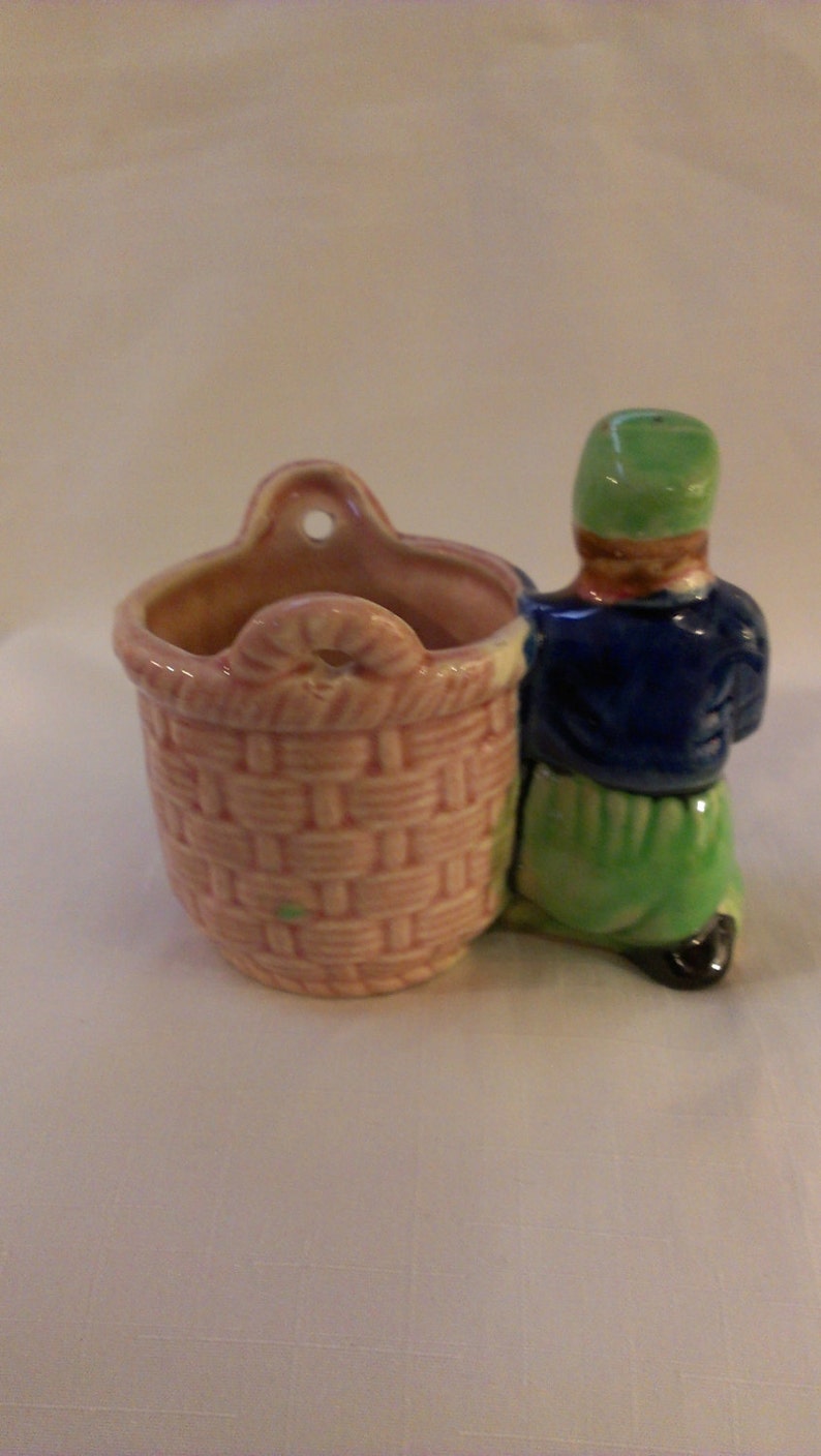 744 Vase Dutch Boy with Basket Planter