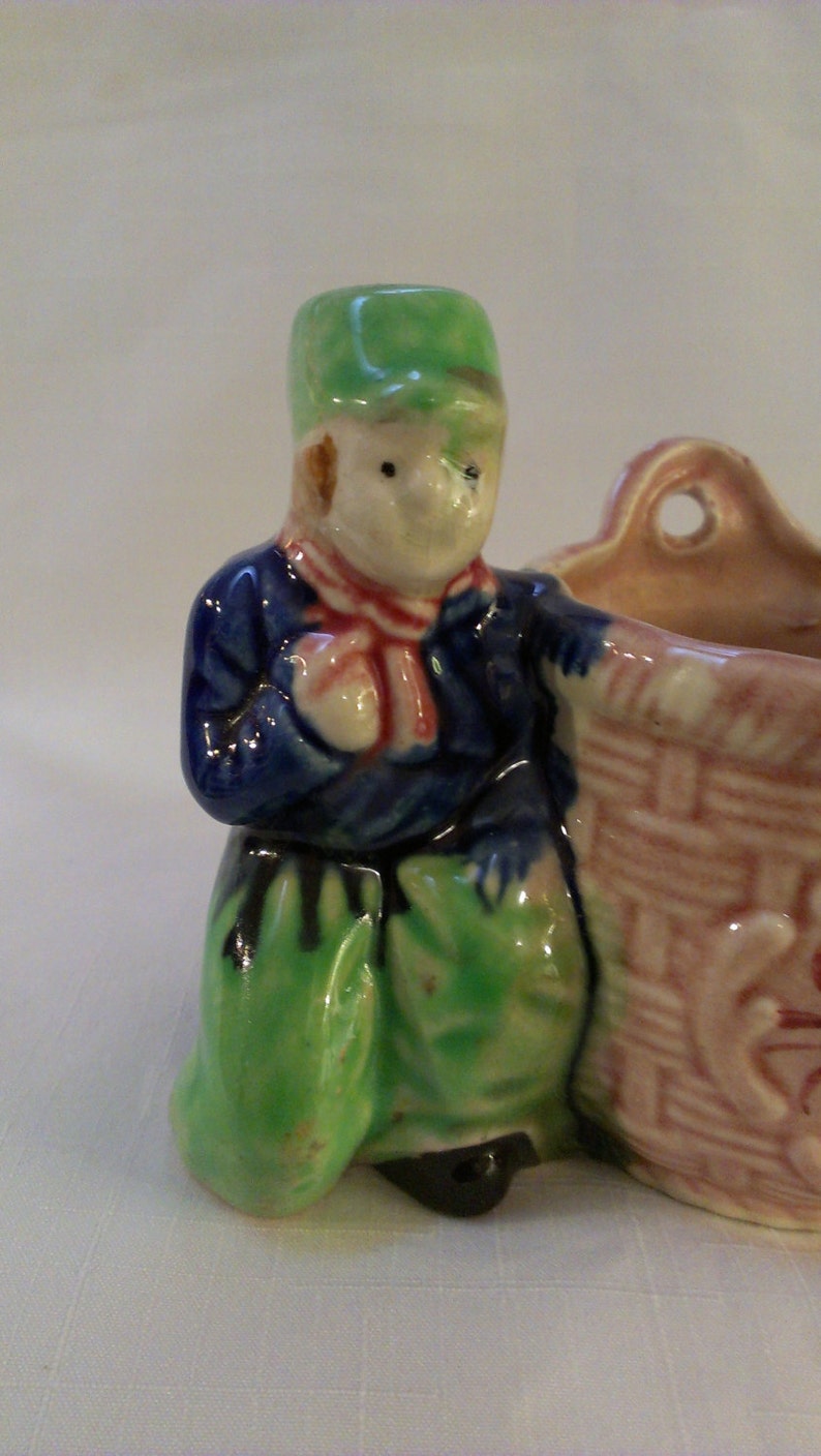 744 Vase Dutch Boy with Basket Planter