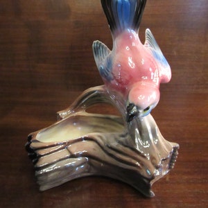 Bird Sitting on Log Planter,  USA Pottery Number 413.   (3268)