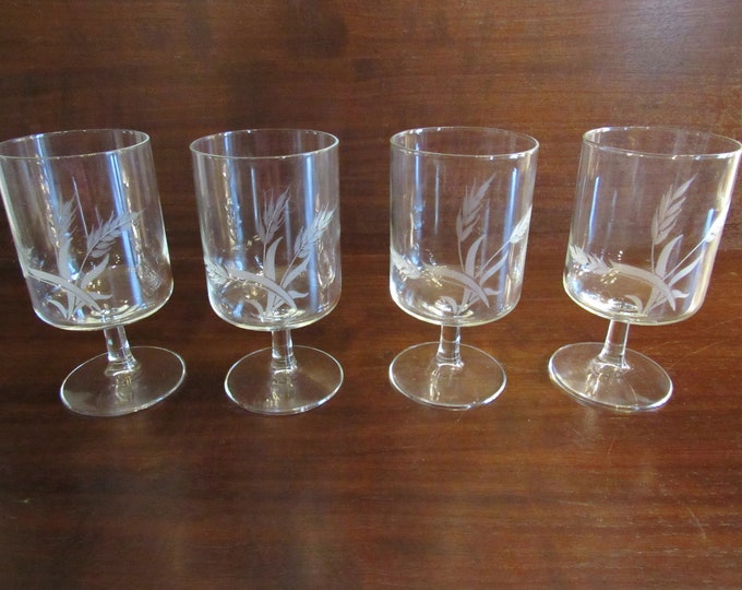 Wheaton Ware Hand Cut Crystal Stemware, Midcentury Water Goblets With