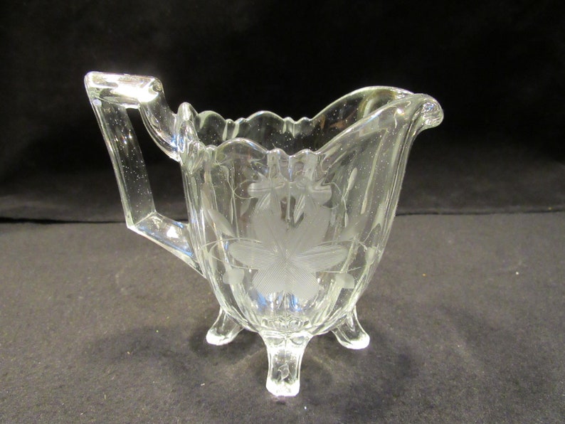 Etched Glass Sugar & Creamer Set 1672 Etsy