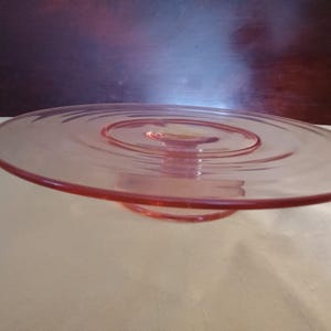 Pink Depression Glass  11 Inch Cake Plate.   (3982)