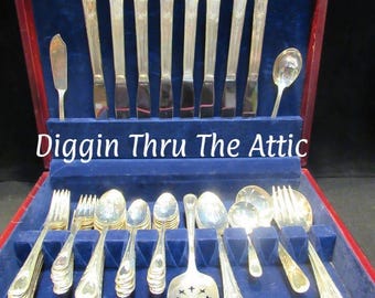 Newport Silverplate 1946 by Sears Roebuck, Silverware, Flatware, 57 Pieces Service for 8  (1559)