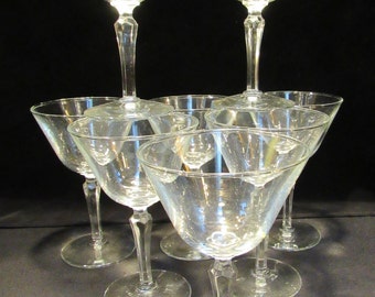 Wine Glasses, Martini Glasses, Barware, Vintage  Stemware, Set of 8   (1729)