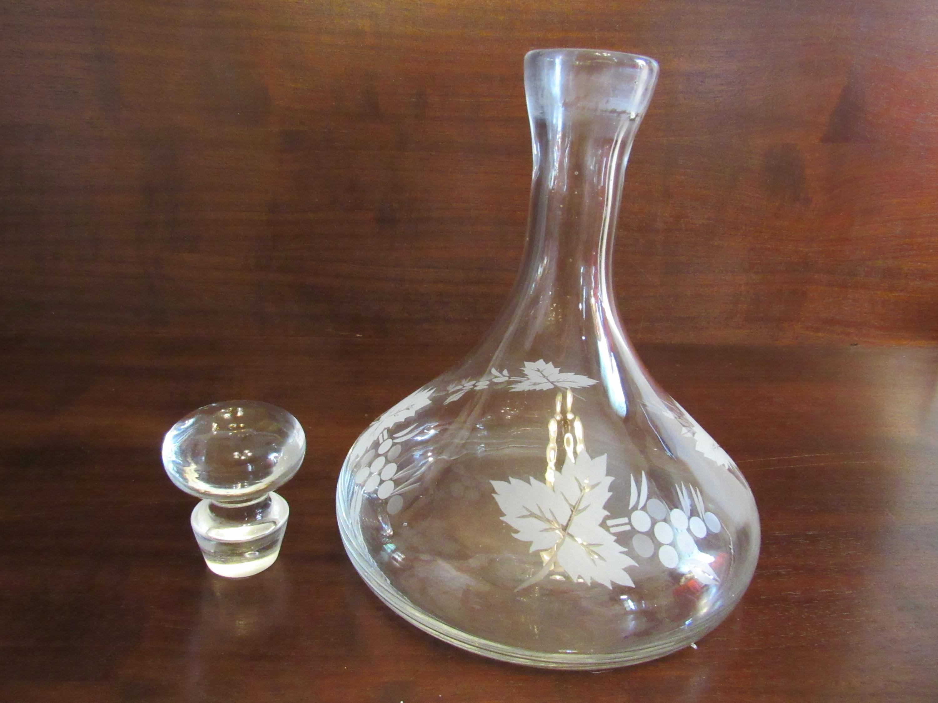 Rayware Glass Rayware Glass Decanter, Ships Decanter, Leaf Pattern, Made in Turkey ...