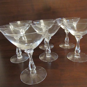 Champagne Coups, Casual by Tiffin-Franciscan, Crystal Stemware, Stem 17660, Barware, Set of 7.   (2994)