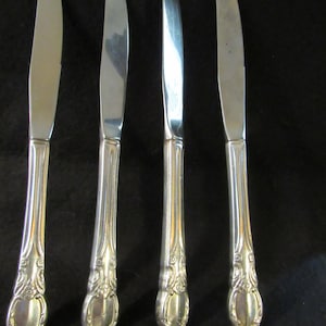 Dinner Knife, Park Lane-Chatelaine-Dowry Silverplate 1957, Wm A Rogers by Oneida Silver, Silverware, Flatware, Set of 4  (3249)