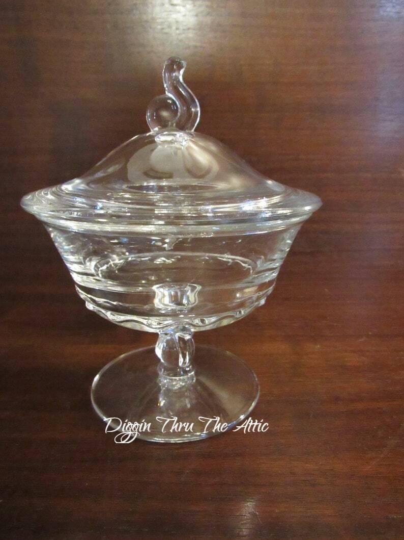 Century Pressed By Fostoria, Jelly or Jam Dish , Stem 2630,  Covered Candy Dish. (3299)