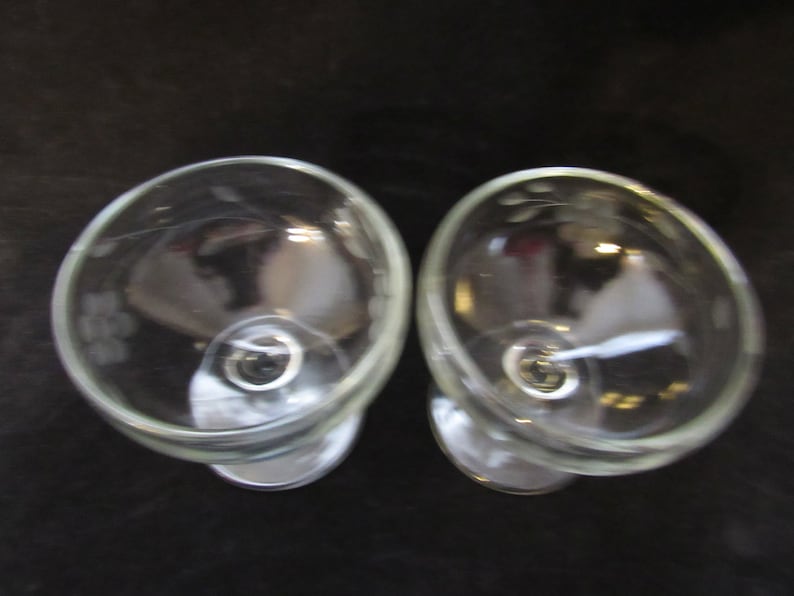 Etched Stemware Dessert Cups Barware Champagne Glasses Tall Sherbets Set of 2 2073