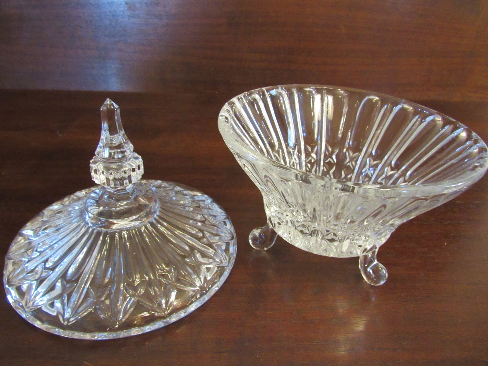 Toscany Lead Crystal Footed Candy Dish with Lid Made in Etsy