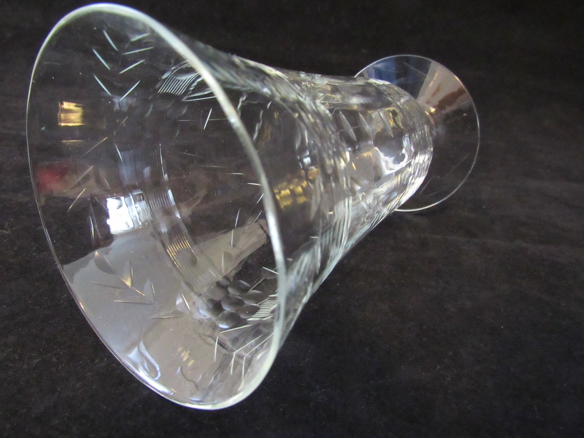 Etched and Cut Crystal Footed Tumblers Footed Water Glasses Etsy