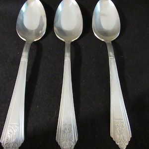 Serving Spoons, Royal Saxony Silverplate 1935 by International Silver, Silverware, Flatware, Set of 3  (2128)