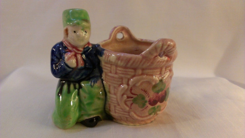 744 Vase Dutch Boy with Basket Planter