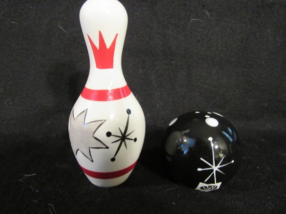 Bowl o rama Salt and Pepper Shakers Bowling Decor Retro Bowling