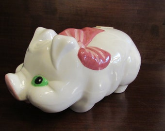 American Ceramic Piggy Bank with Large Pink Bow.   (3691)
