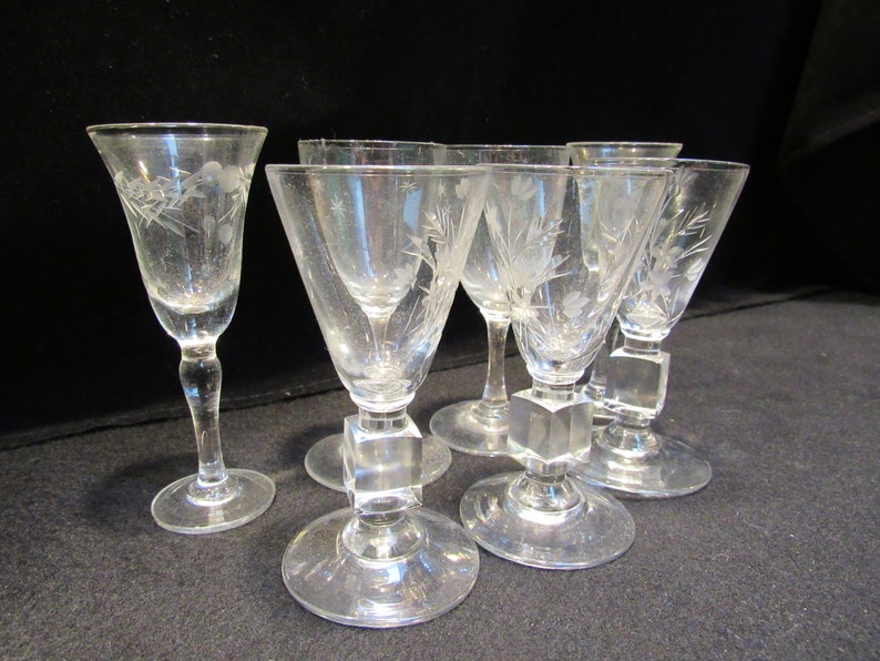 Tall Shot Glasses Stemmed Shot Glasses. Etched Crystal Tall Etsy