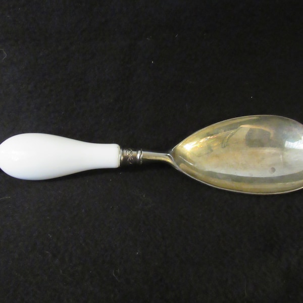 Serving Spoon, GOL15 Silverplate with Porcelain Handle by Godinger.    (2882)