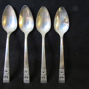 Teaspoons, Coronation Silverplate  1936, Community Plate by Oneida Silver, Silverware, Flatware, Set of 4.      (3332)