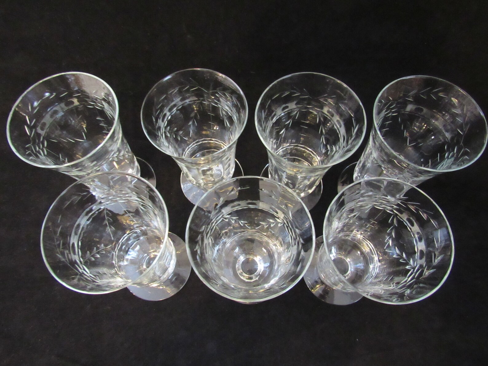Etched and Cut Crystal Footed Tumblers Footed Water Glasses Etsy