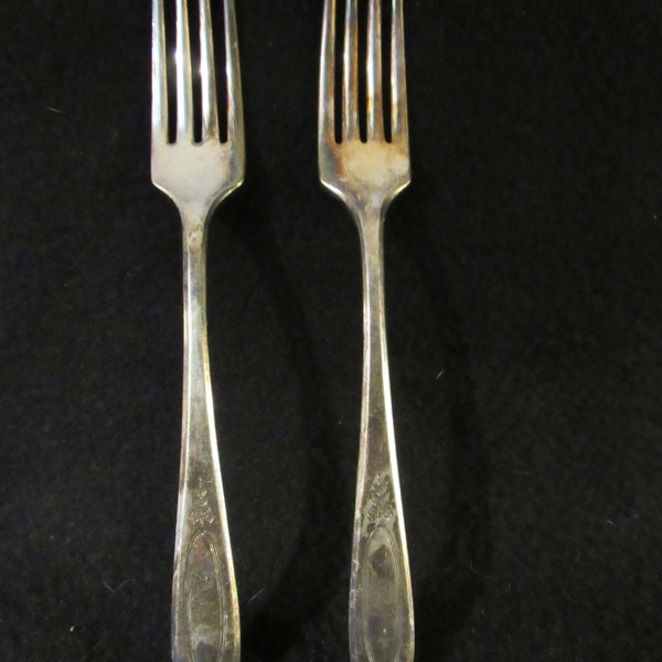 Dinner Forks,  Adam Silverplate 1917, Community Plate by Oneida Silver, Silverware, Flatware, set of 2.   (2787)