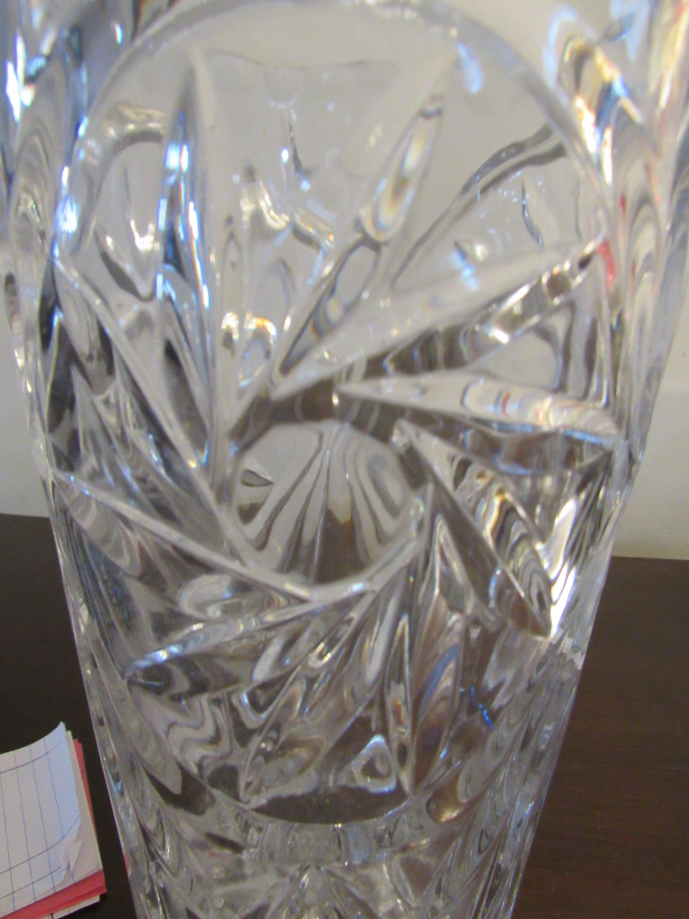 Crystal Vase With Pinwheel and Fans , Unknown Manufacturer