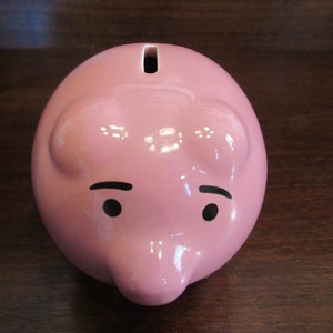 Ceramic Pink Pig, Piggy Bank, Made in China.    (3784)