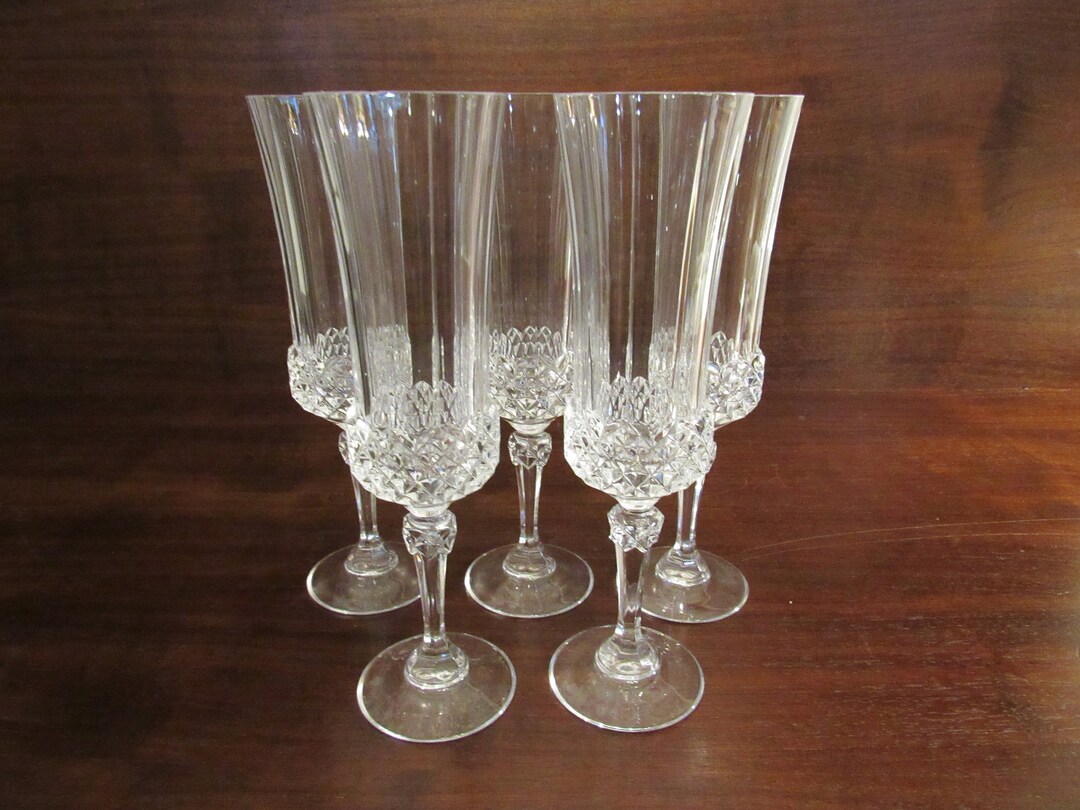 Longchamp Flute Champagne Glasses by Cristal D'arques Durand, Champagne