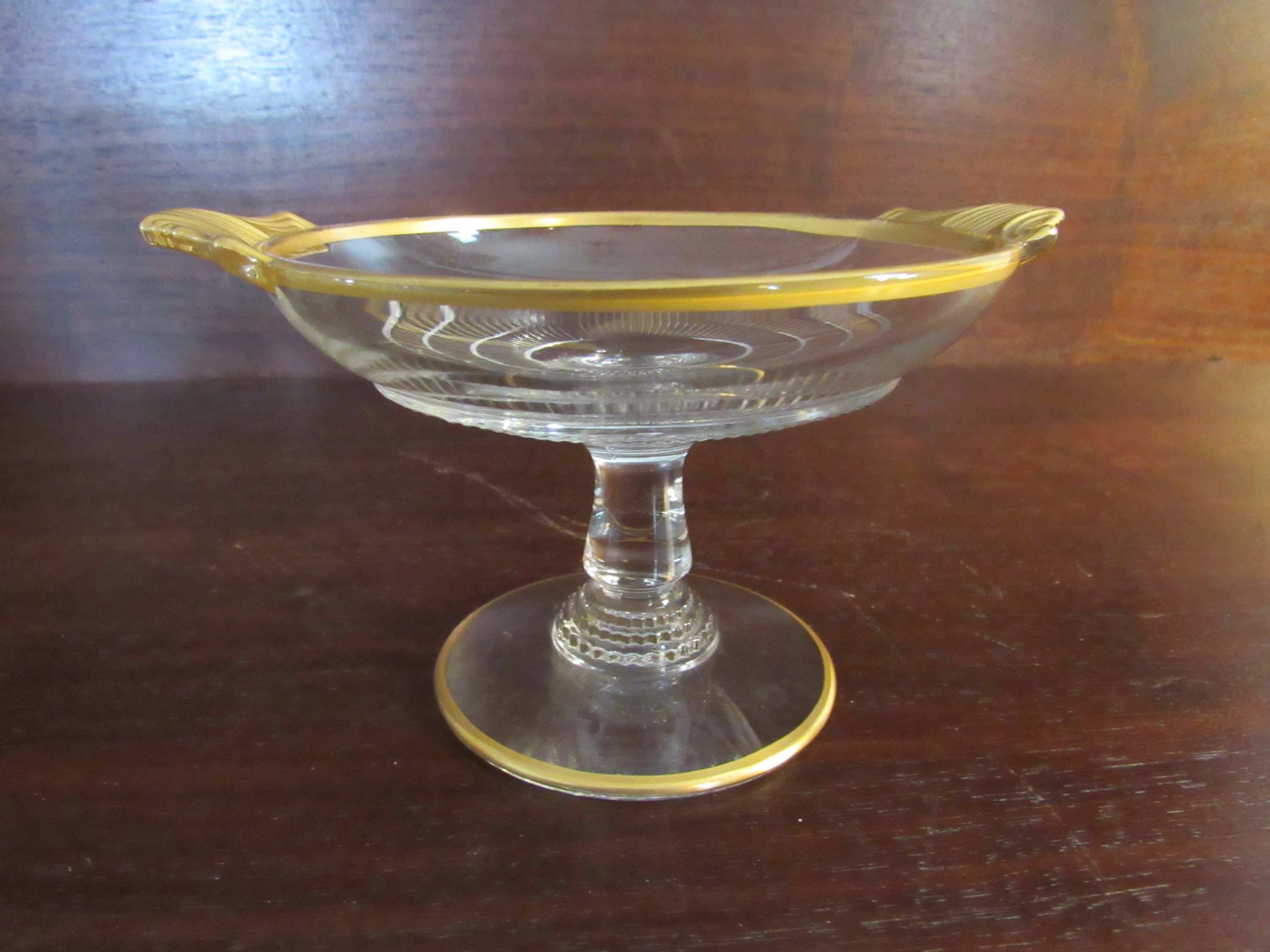 Gold Trimmed Compote, Candy Dish, Pressed Glass Compote. (2543) - Etsy