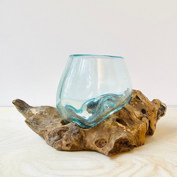 Molten Glass Over Wood, Trinket Bowl, Handmade Gift, Small Bowl