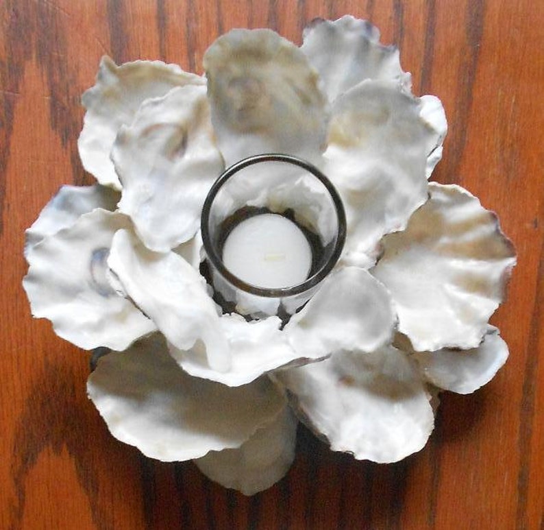 Votive candle holder oyster shell Centerpiece Etsy