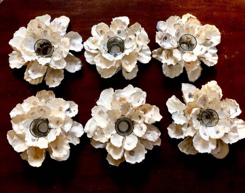 Votive candle holder oyster shell Centerpiece Etsy