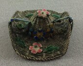 Antique Chinese Silver Metal Filigree Enamel Hat Brooch Jewelry 1900s